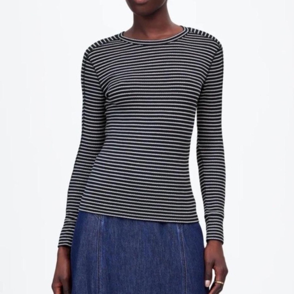 Madewell Ribbed Crewneck Long-Sleeve Tee in Stripe